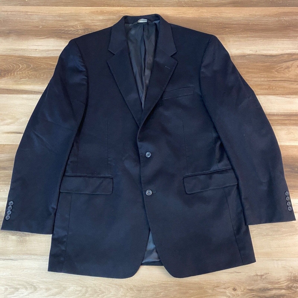Jos A Bank Blazer Mens 44L Sport Jacket Black 100% Cashmere 2 Button